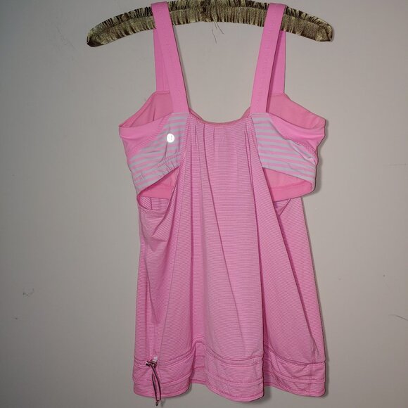 Lululemon Run: Back On Track Tank Pink Shell Classic Stripe White Pink  Sz 10 - Picture 5 of 6